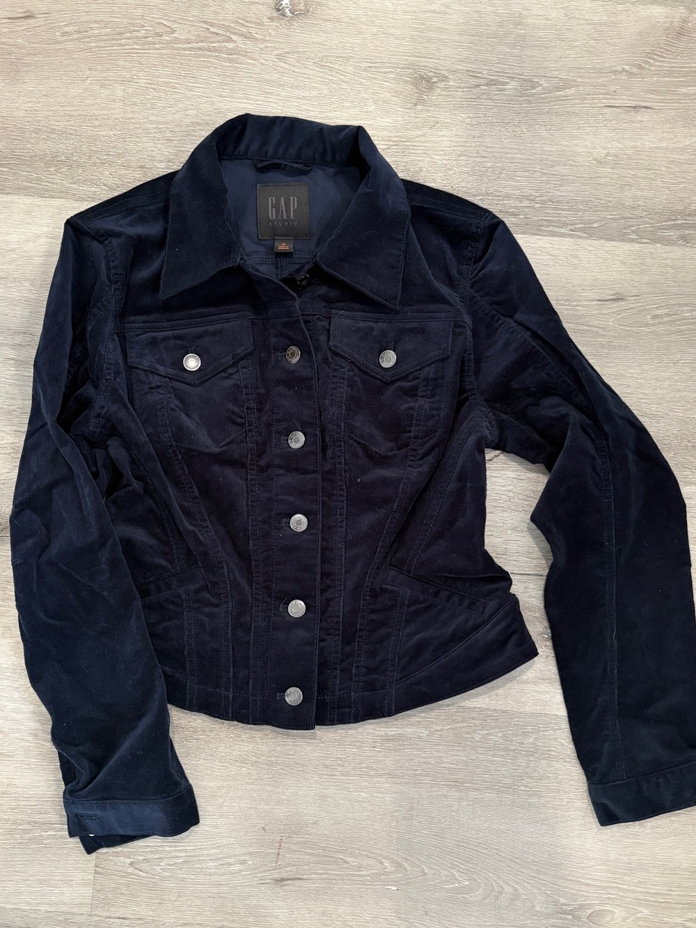 GAP Women's Navy Corduroy Button-Front Jacket